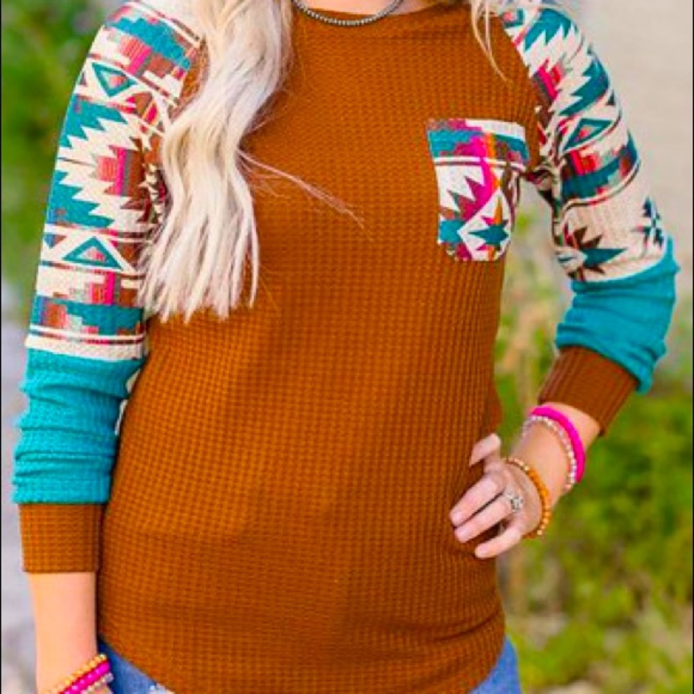 Burnt Orange Aztec Top